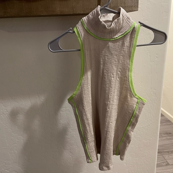 We The Free, turtle neck tank top. Size XS, tan with neon green detail, NWT• - Picture 13 of 15